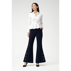 United Tokyo Dress Pants Sz 0-2 Dark Blue Bell Bottom Button Accent SEE NOTES